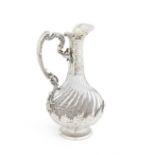 A French silver-mounted glass claret jug Lebrun & Fromont, with first standard Minerva head mark