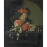 William Jones of Bath (active Britain 1764-1779) A basket of strawberries, peaches and other fr...