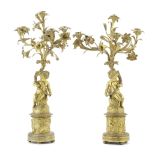 A pair of late 19th century French gilt bronze figural candelabra (2)