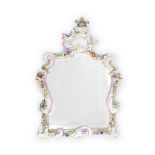 A German late 19th century porcelain mirror made in Dresden