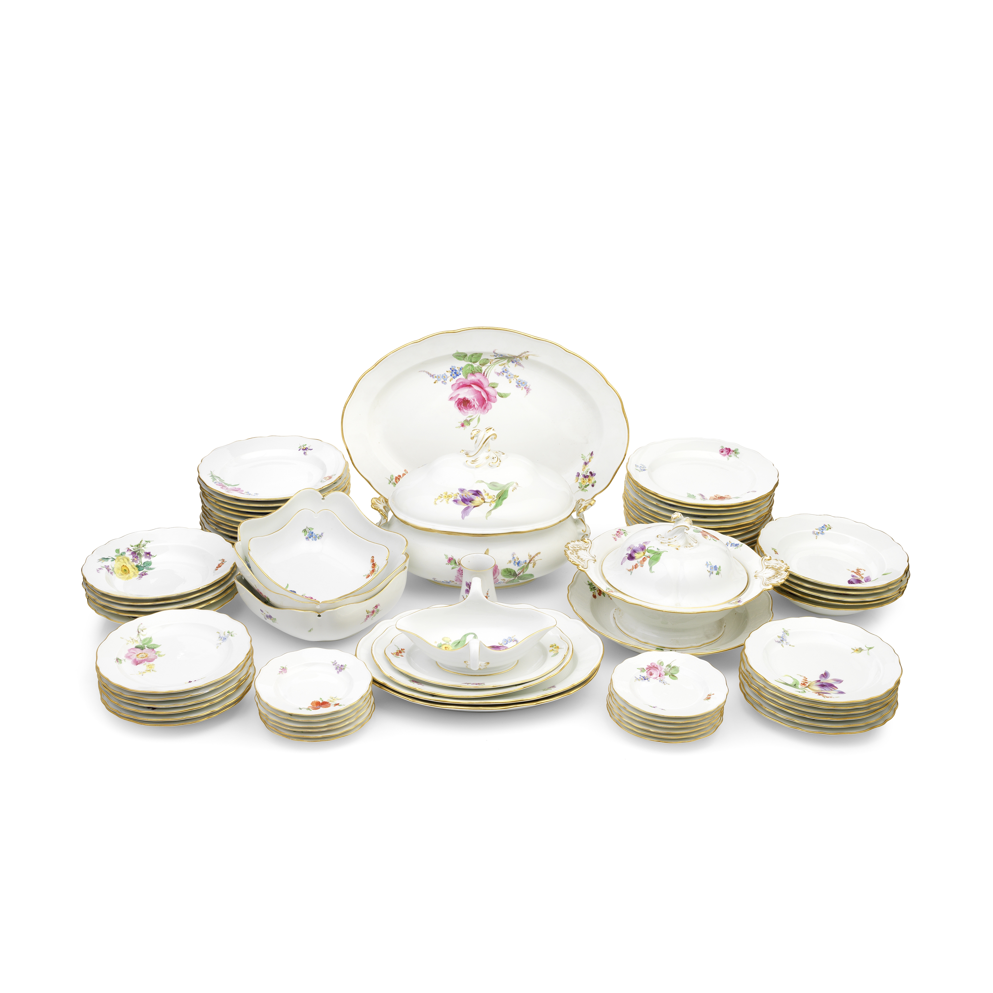 An extensive 20th century Meissen porcelain dinner service