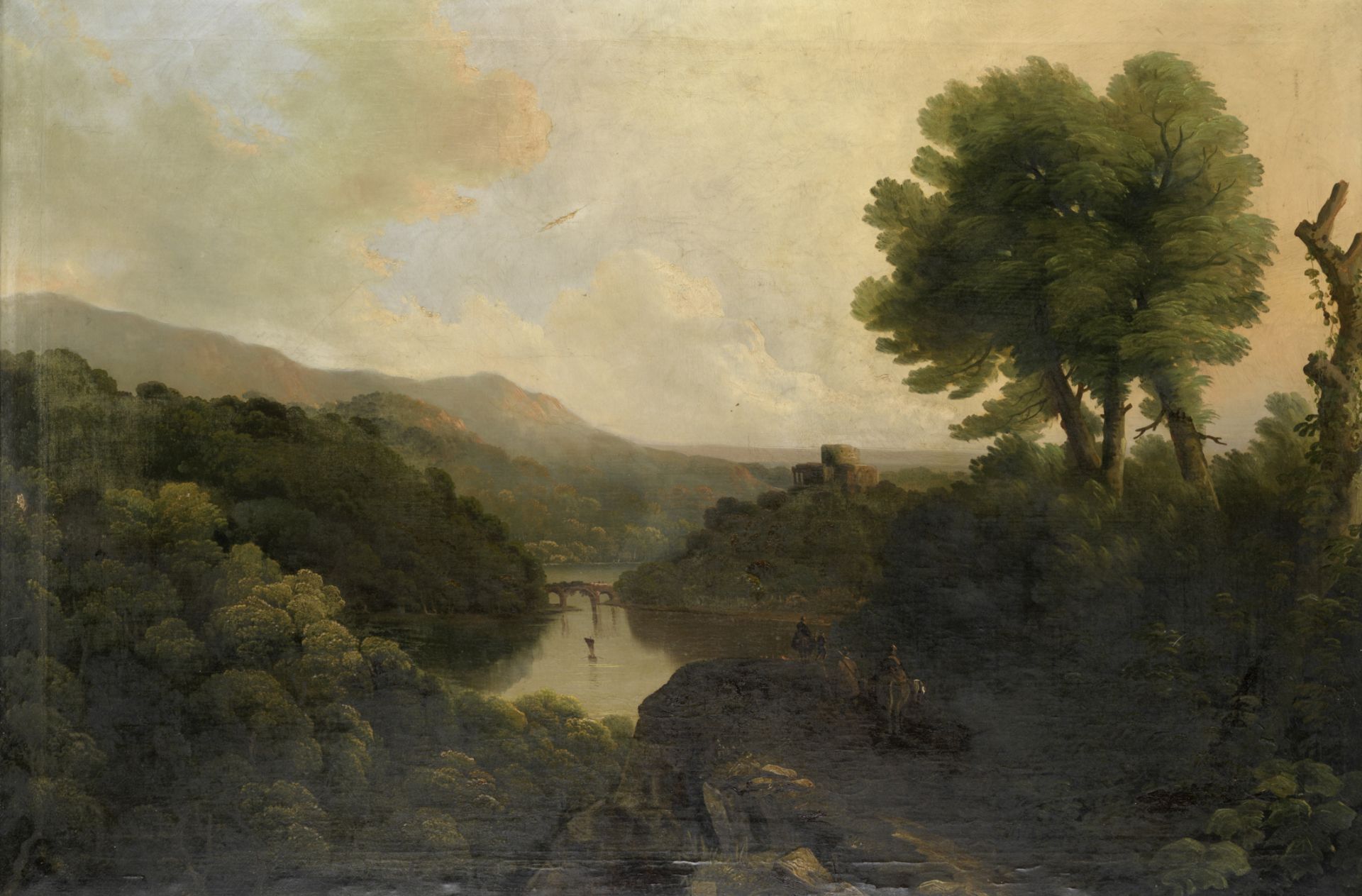 Follower of Thomas Barker of Bath (Pontypool 1769-1847 Bath) An extensive river landscape with tr...