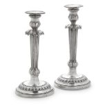 A pair of 18th century Belgian silver candlesticks maker's mark of three nails, Brussels 1787 (2)