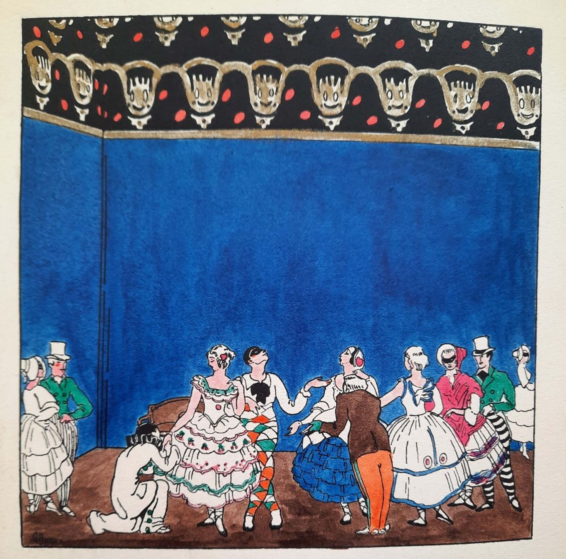 Suite de cinq personnages en porcelaine issus du ballet 'Le Carnaval' des Ballets Russes, circa 1... - Image 2 of 10