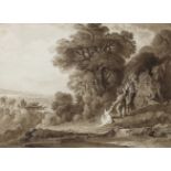 John Martin (Haydon Bridge 1789-1854 Isle of Man) A classical scene with a soldier rescuing a mot...