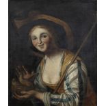 After Gerrit van Honthorst, circa 1800 A shepherdess holding a basket of birds