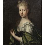 Dutch School, 18th Century Portrait of a lady, said to be Margaret Courtney, half-length, in a wh...