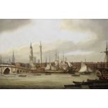 William P. Sherlock (active Britain, born circa 1780-1821) Shipping on the Thames below Old Londo...