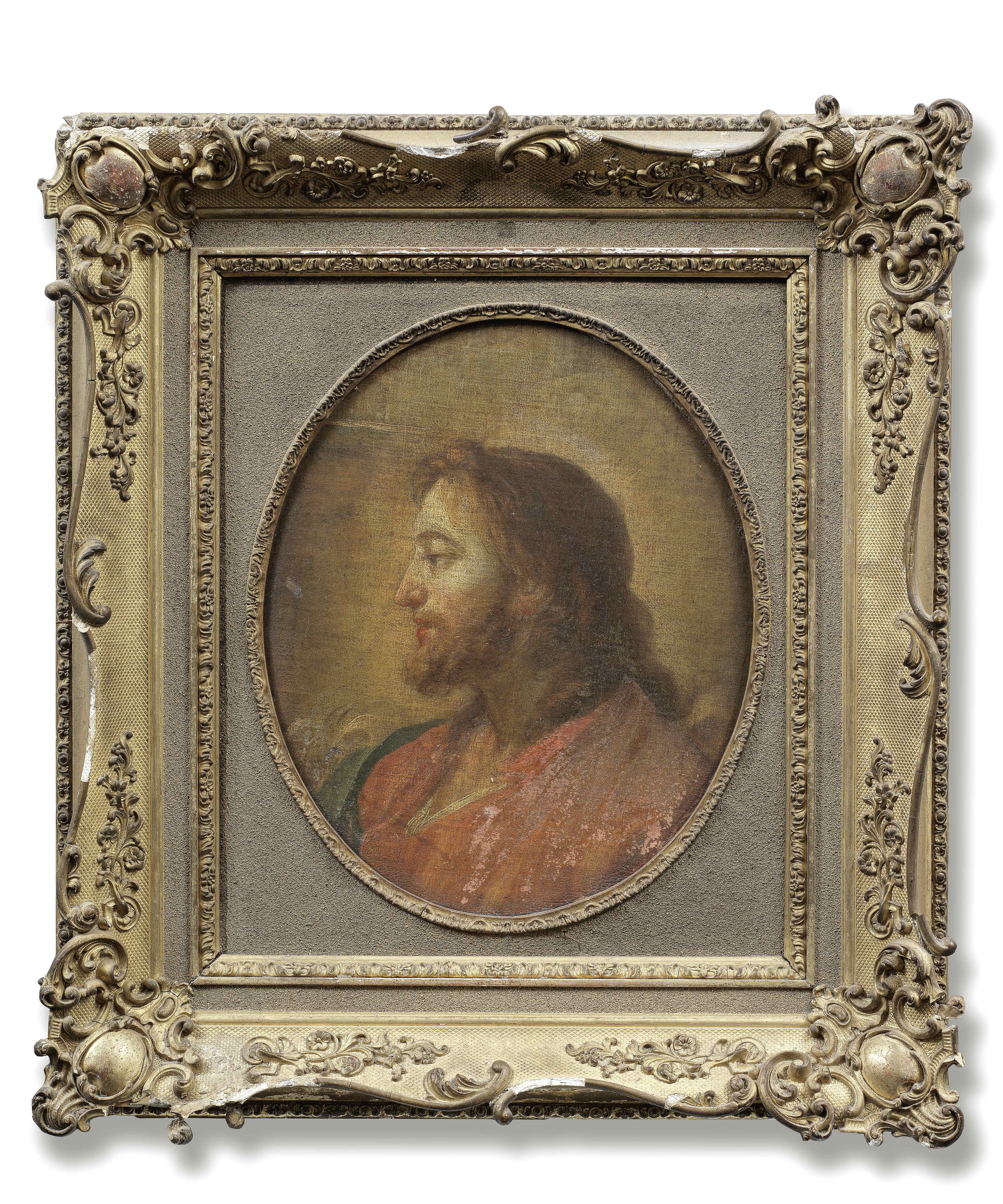 French School, 18th Century The Head of Christ in profile