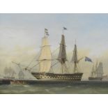 Nicholas Matthew Condy (British, 1818-1851) HMS Canopus off the coast