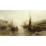 William Edward Webb (British, 1862-1903) A busy harbour scene
