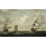 Circle of Charles Brooking (London 1723-1759) Frigates and a cutter in close proximity offshore