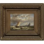 Abraham Hulk (Dutch, 1813-1897) Fishing boats by the coast; Fisherfolk at low tide, a pair each 1...