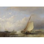 Abraham Hulk (Dutch, 1813-1897) Fishing vessels at the shore