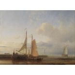 Abraham Hulk (Dutch, 1813-1897) Fishing boats on a quiet estuary