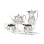 A FOUR-PIECE SILVER TEA AND COFFEE SERVICE by Zee Wo, late 19th century (13)