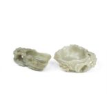 TWO PALE GREEN JADE BRUSH WASHERS 19th century (4)