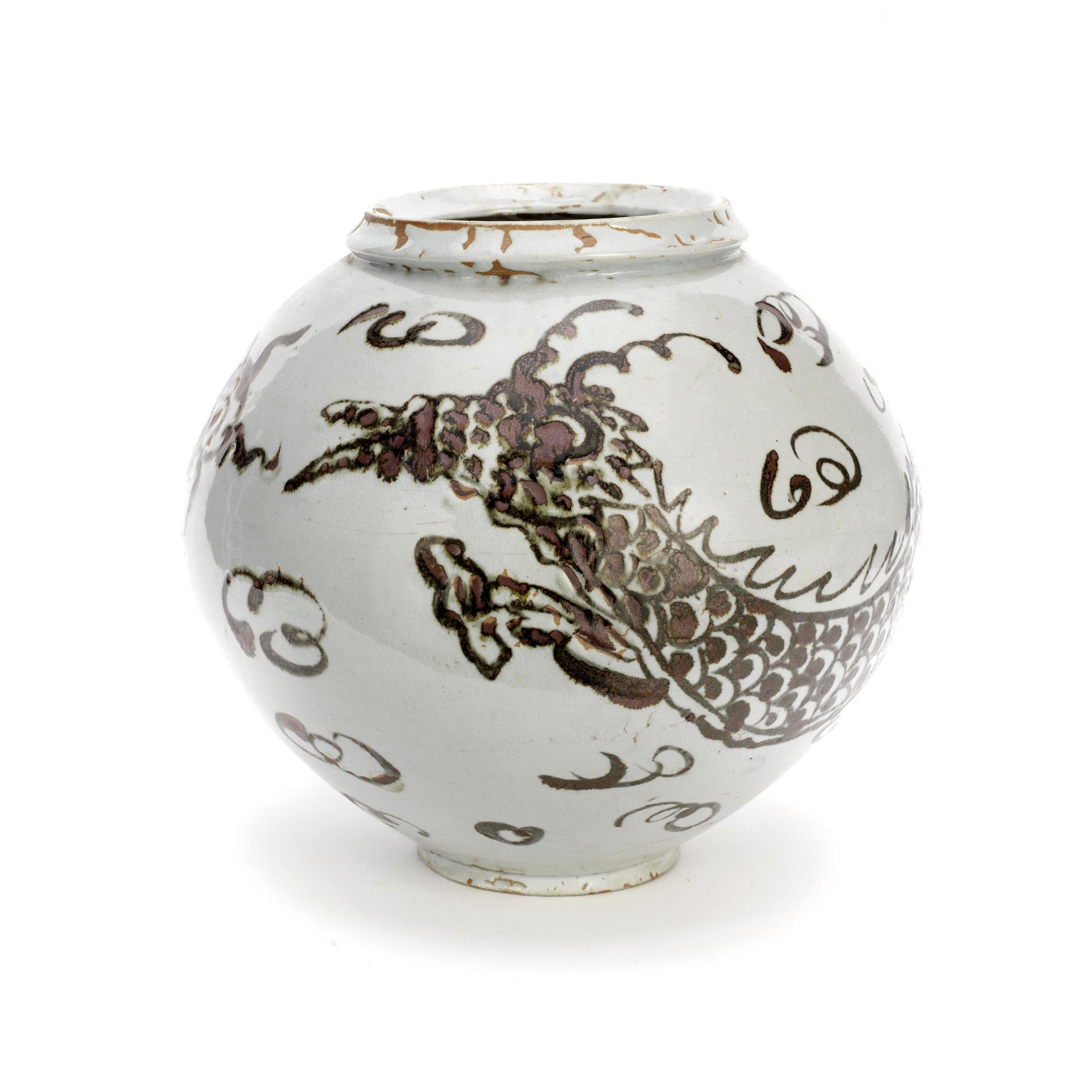 A LARGE UNDERGLAZE-BROWN 'DRAGON' JAR Korea, Joseon Dynasty, 19th century