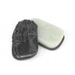 A PALE GREEN JADE INKSTONE 19th century (3)