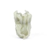 A PALE GREEN JADE CARVING OF A FINGER CITRON 19th century (2)