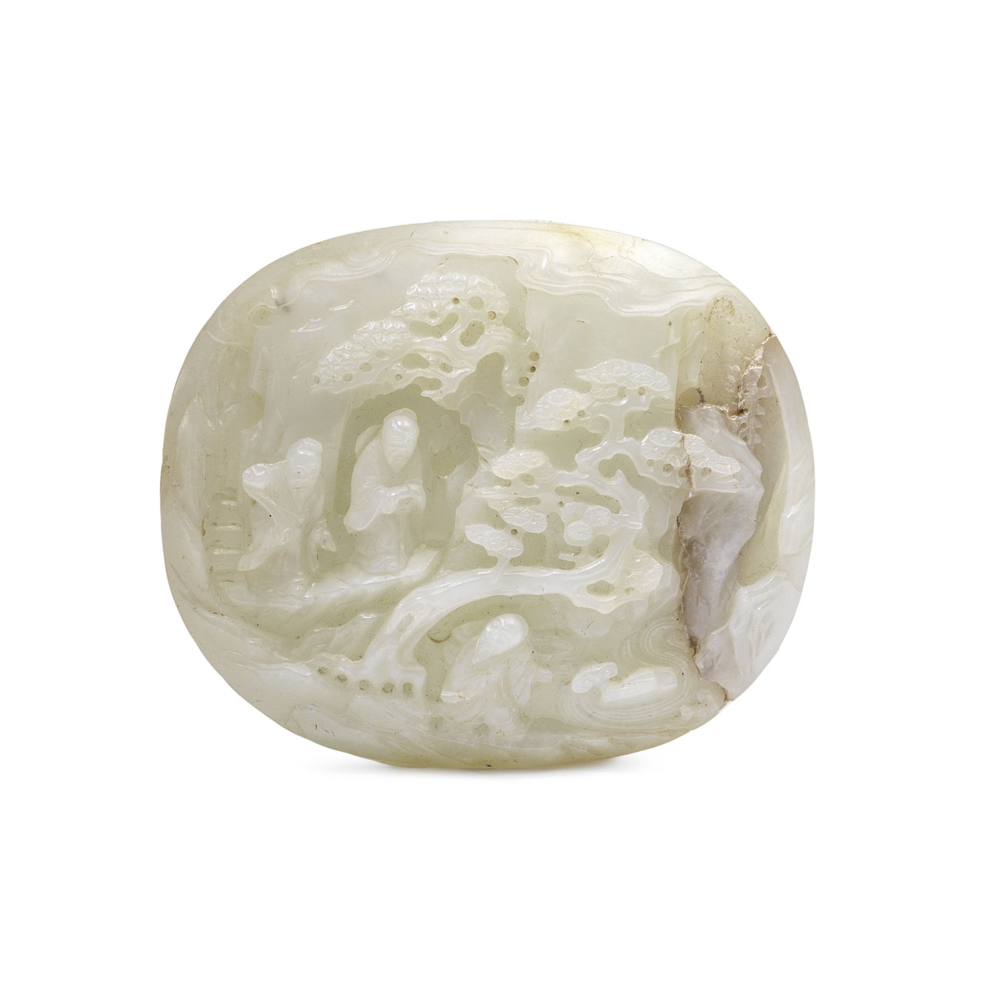 A PALE GREEN JADE RUYI PLAQUE 18th/19th century