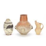 A GROUP OF THREE POTTERY WARES Neolithic period and Ming Dynasty (3)