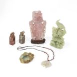 A GROUP OF SIX DIFFERENT HARDSTONES DESK OBJECTS 19th century and later (9)