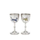 A PAIR OF ENAMEL ON SILVER WINE CUPS Early 20th century (4)