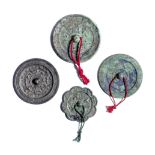 FOUR VARIOUS BRONZE MIRRORS Han and Tang Dynasty (4)