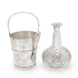 A JAPANESE-STYLE SILVER VASE AND A CHINESE EXPORT ICE PAIL, LINER AND TONGS 20th century (4)