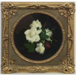 James Stuart Park (British, 1862-1933) A still life of cream and red roses 39.5 cm diam. (15.5')