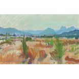 John Cunningham RGI DLitt (British, 1926-1998) Eygalieres, Provence 40.6 x 61 cm. (16 x 24 in.)