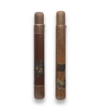 FUKUSHIMA TAISAI Two Lacquered-Bamboo Kiseruzutsu (Pipe Cases) Meiji era (1868-1912), late 19th/...