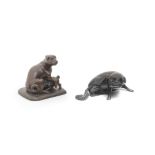 TWO OKIMONO (TABLE ORNAMENTS) OF DOGS Meiji (1868-1912) or Taisho (1912-1926) era, early 20th cen...