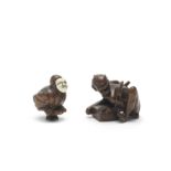 TWO WOOD FIGURE NETSUKE Edo period (1615-1868) to Meiji era (1868-1912), 19th century (2)