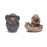 TWO WOOD NETSUKE Edo period (1615-1868), 19th century (2)