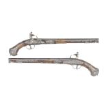 A Cased Pair Of Exceptional Brescian 32-Bore Flintlock Long Holster Pistols