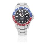 Rolex. A stainless steel automatic calendar bracelet watch with dual time zone GMT-Master 'Pepsi...