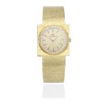 Movado. An 18K gold manual wind square bracelet watch Circa 1960