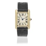 Cartier. An 18K gold manual wind rectangular wristwatch Tank, London Hallmark for 1960