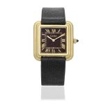 Cartier. A gold plated silver manual wind square wristwatch Circa 1970