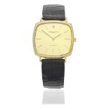 Vacheron Constantin. An 18K gold diamond set automatic cushion form wristwatch Circa 1970