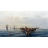 Constantinos Volanakis (Greek, 1837-1907) P&#234;cheurs ramassant les filets (signed in Greek (lo...