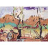 Yiannis Spyropoulos (Greek, 1912-1990) Vue du village de Zachlorou (Peint vers 1952.signed in Gre...