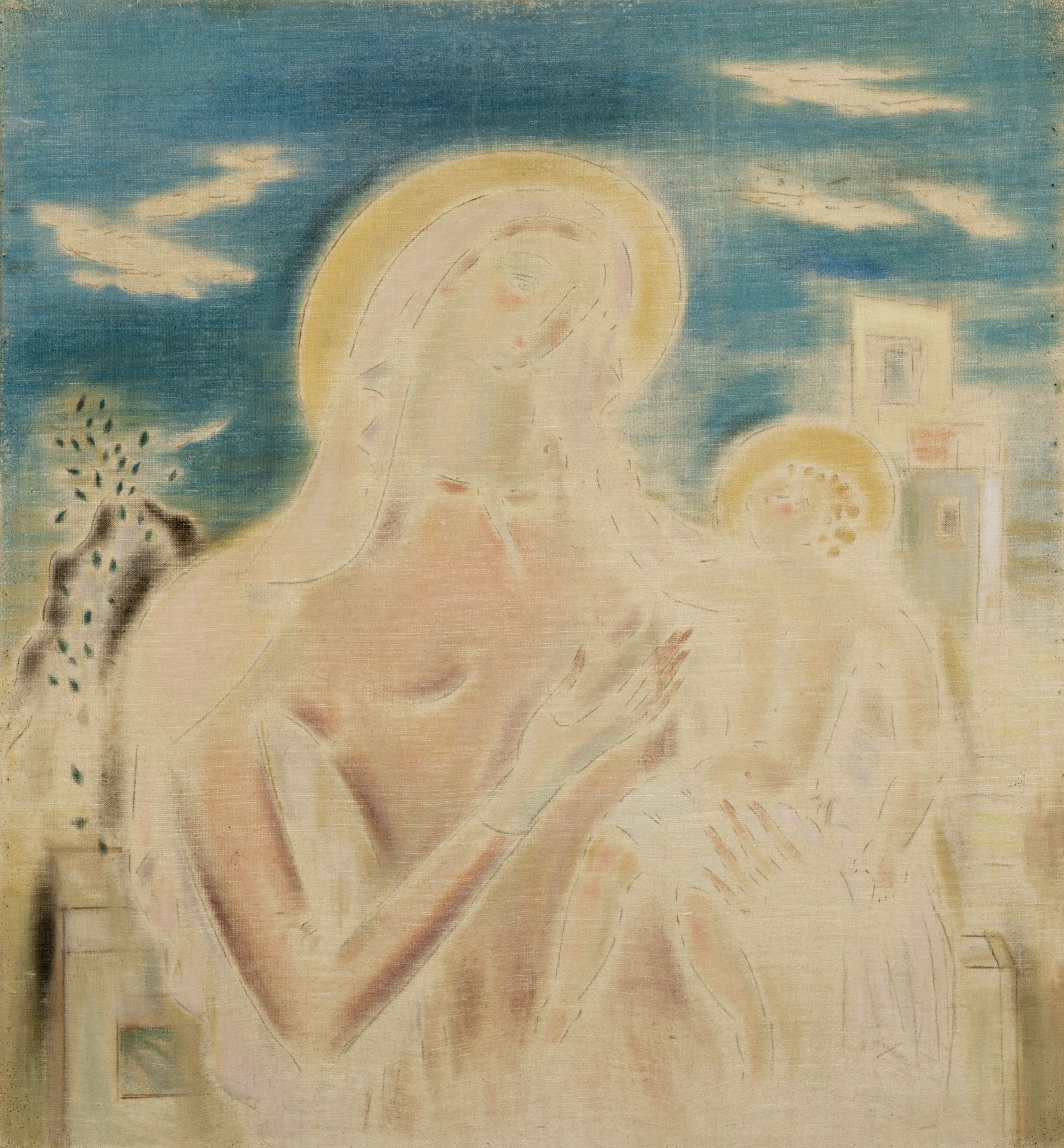 Constantinos Parthenis (Greek, 1878-1967) Vierge &#224; l'Enfant (oil on canvas)