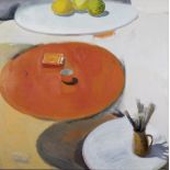 Panagiotis Tetsis (Greek, 1925-2016) La table orange (signed in Greek (lower right)oil on canvas)