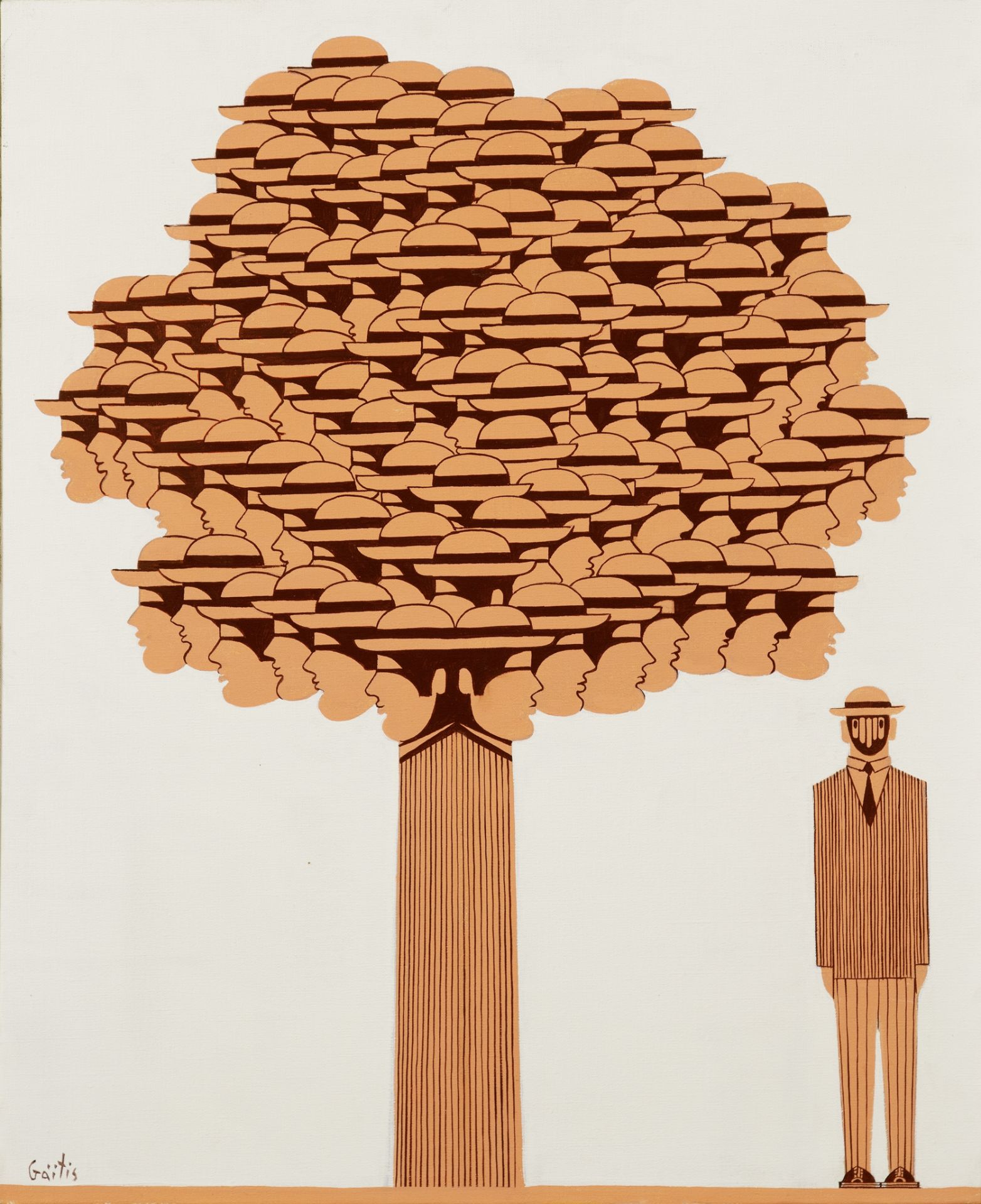 Yannis Ga&#239;tis (Greek, 1923-1984) L'Arbre rose (Peint en 1982.signed (lower left); signed and...