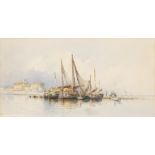 Angelos Giallina (Greek, 1857-1939) Bateaux de p&#234;che &#224; Corfou (signed (lower left)wate...