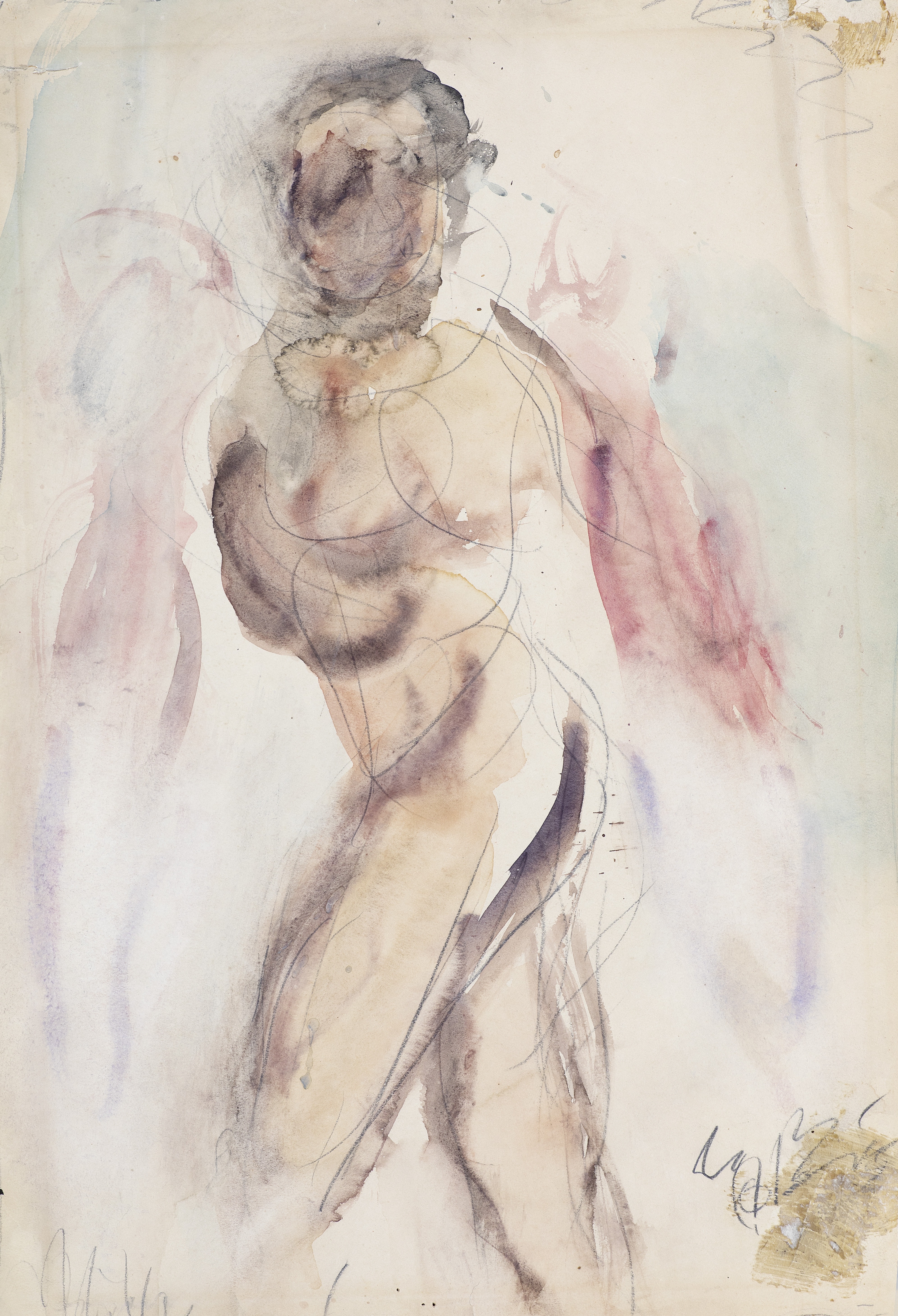 Georgios Bouzianis (Greek, 1885-1959) Femme nue (signed (lower right)watercolour and graphite on ...