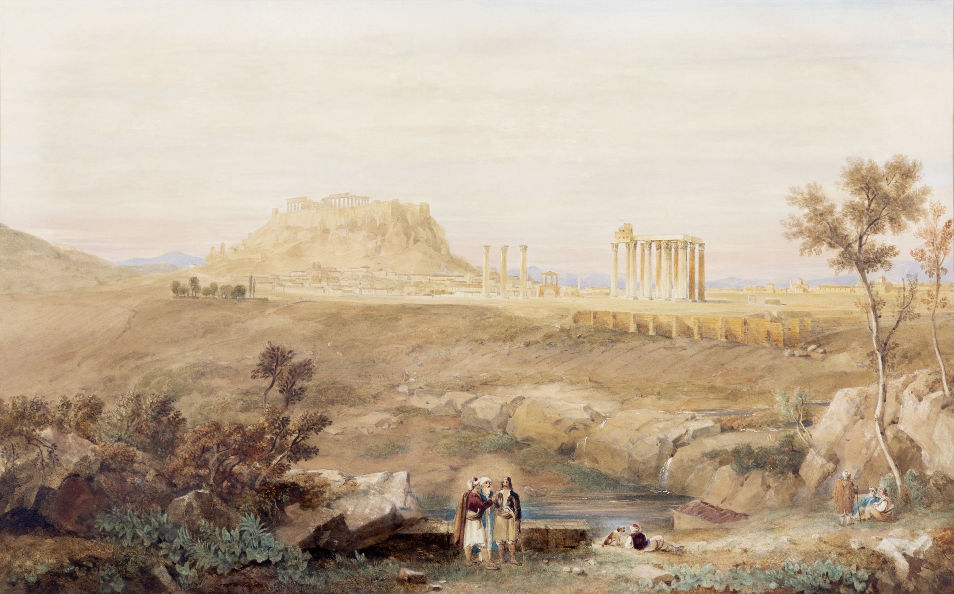 Hugh William (Grecian) Williams (British, 1773-1829) Vue d'Ath&#232;nes avec l'Acropole au loin (...